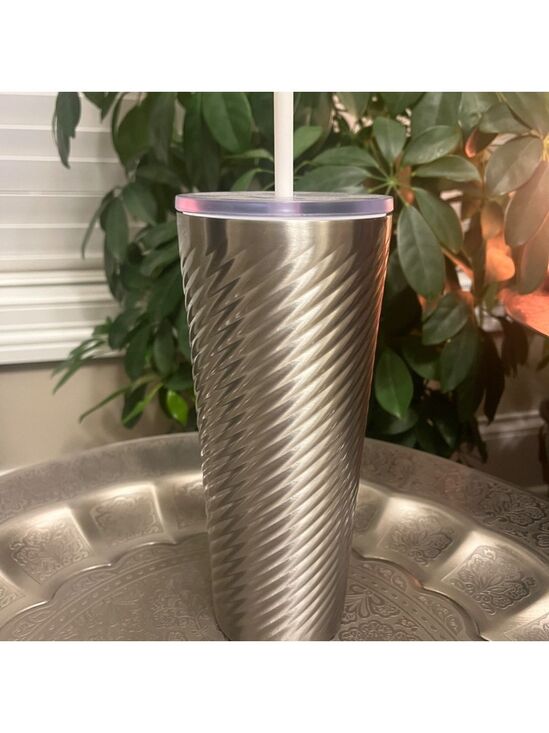 Starbucks Other - STARBUCKS SILVER SWIRLED STAINLESS STEEL TUMBLER 24OZ